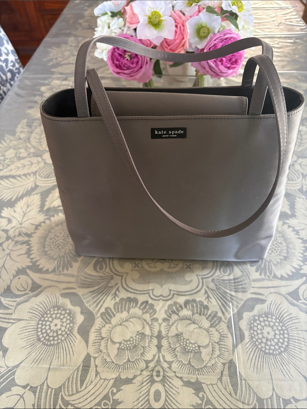 kate spade Silver/Grey Nylon Tote with Dual Shoulder Straps